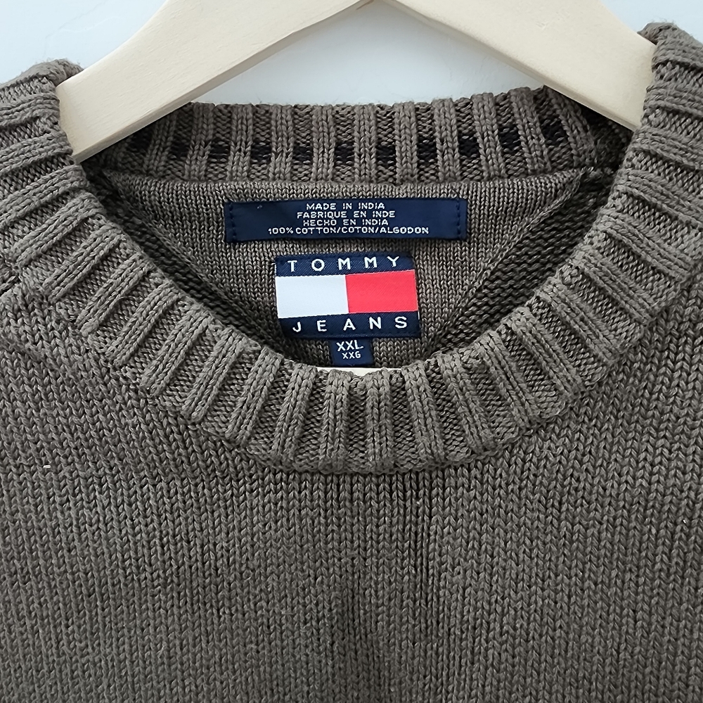 Men's Tommy Hilfiger 100% Cotton Sweater, Olive Green,XXL,Great Quality & Detail - Picture 3 of 7